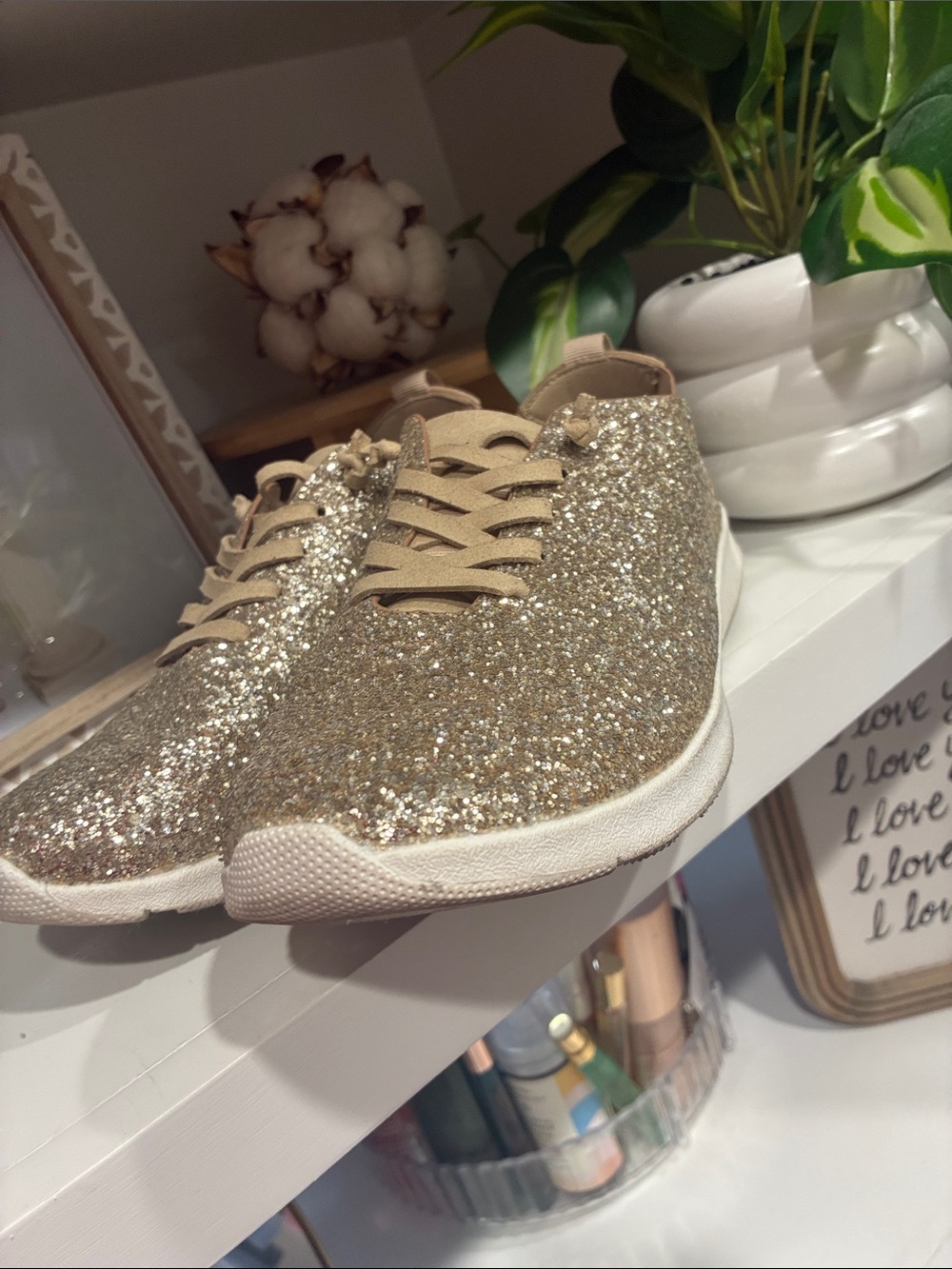 a new day Gold Glitter Lace-Up Women's Sneakers
